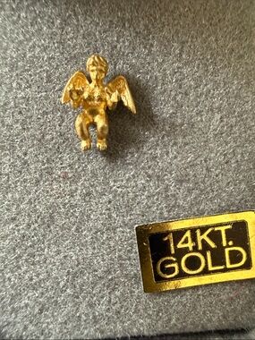 14K Gold Cherub Brooch - Gold Angel Pin